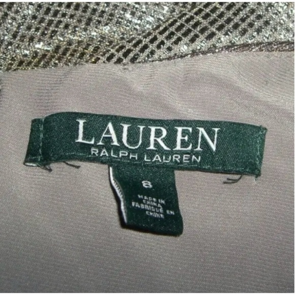 Lauren Ralph Lauren Dress Metallic Silver Gold Iridescent Shiny Holiday Sheath - Picture 7 of 12